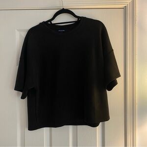 SCOOP size large black SCUBA boxy short sleeve top black SOOT color EUC